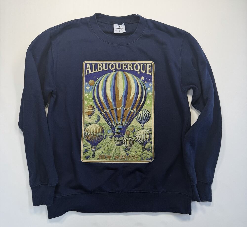 Unisex Size Small Navy Blue Prairie Mountain Albuquerque, Balloon Fest Crewneck